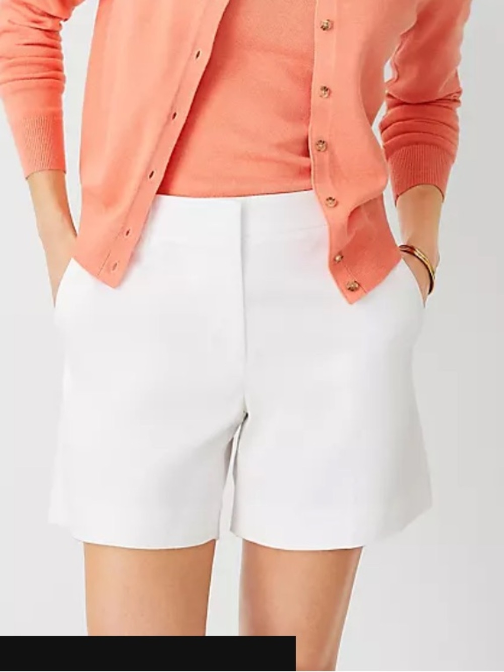 Ann Taylor White High-Rise Tailored Shorts size 14 casual minimal classic